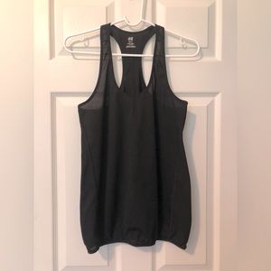 Women’s Size Small H&M Athletic Top Black Mesh Racer Back Style Loose Fit